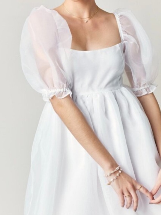 Selkie Dresses & Skirts - Selkie size medium the puff mini White Sheer Organza Dress bridal shower girl